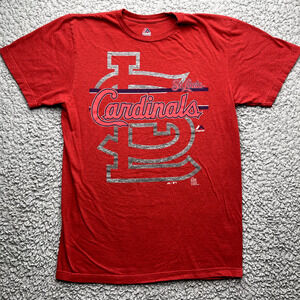 Majestic St. Louis Cardinals Shirt Mens Large Red Short Sleeve Crew Neck Graphic